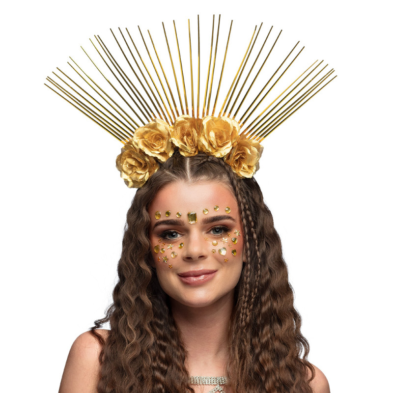 Zlatá kvetinová čelenka Nova